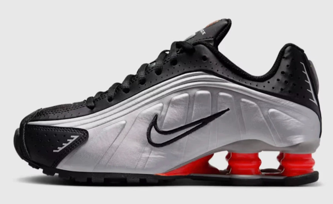 Size 7Y - Kid's Nike Shox  Metallic Silver Picante Red Retro CW2626 005