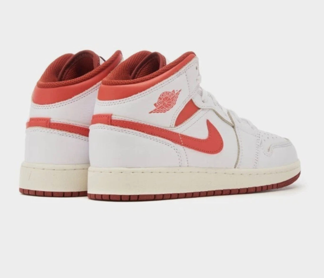 Size 7Y - Kid's Nike Air Jordan 1 Mid SE White Lobster Dune Red FJ3464-160