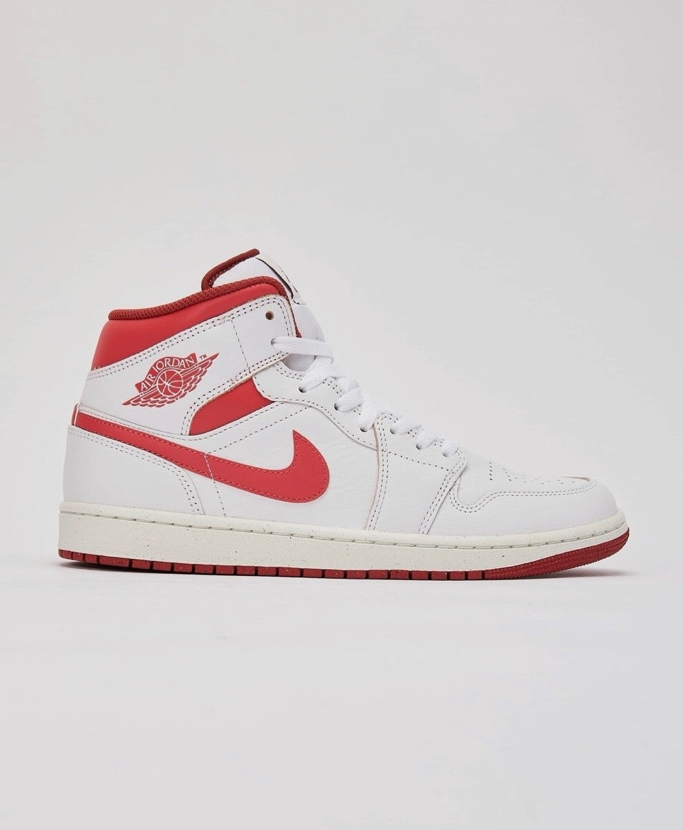 Size 12 - Men's Air Jordan 1 Mid SE Shoes White Lobster Dune Red FJ3458-160